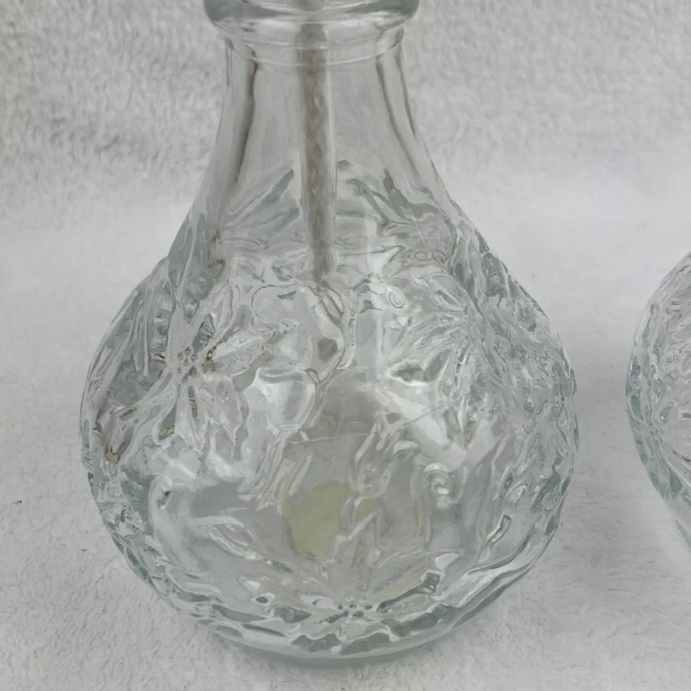 Princess House Fantasia Pressed Glass Oil Lamps Set of 2